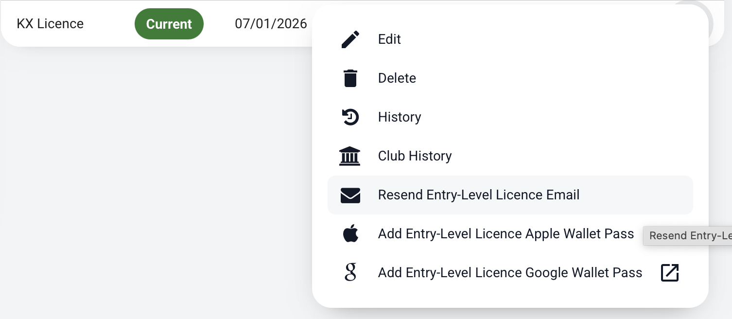 Rotax Racing Club Motorsport UK KX Licence 7 Screenshot Resend Licence