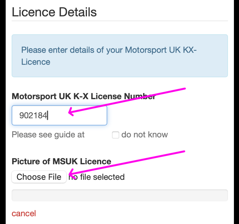 Rotax Racing Club Motorsport UK KX Licence 9 licence section